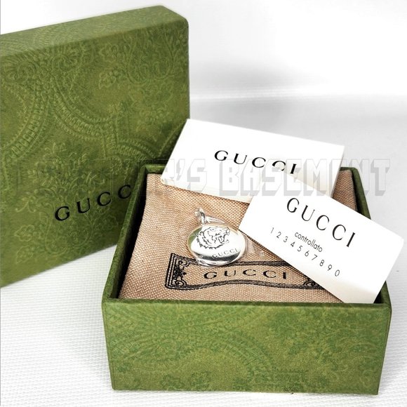 GUCCI Sterling Silver round TIGER Head BLIND FOR LOVE pendant charm New in Box - Picture 9 of 9
